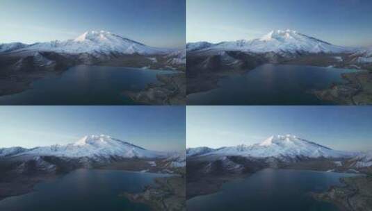 蓝调时刻的慕士塔格峰雪山高清在线视频素材下载