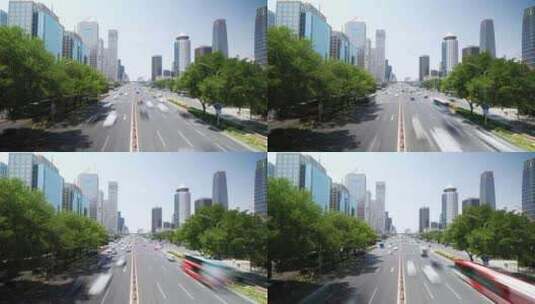 北京国贸街道汽车流延时摄影高清在线视频素材下载