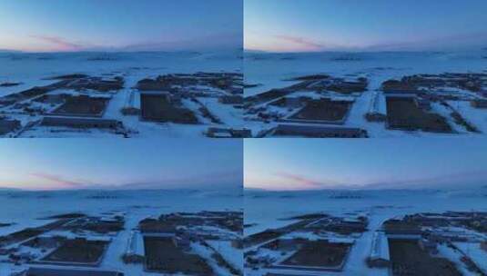 航拍呼伦贝尔冬季乡村嘎查雪村雪景高清在线视频素材下载