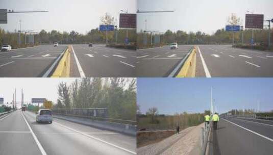 交通执法路政高速公路桥下巡查高清在线视频素材下载