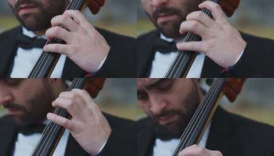 外国男人拉大提琴演奏高清在线视频素材下载
