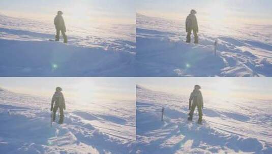 单板滑雪，冬季，雪地，单板滑雪高清在线视频素材下载