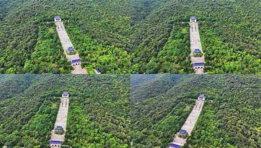 长焦镜头航拍夏季南京中山陵风景区的建筑高清在线视频素材下载