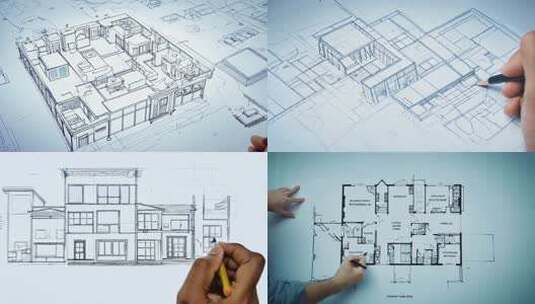 建筑师建筑3D平面图设计图纸施工工程图纸高清在线视频素材下载