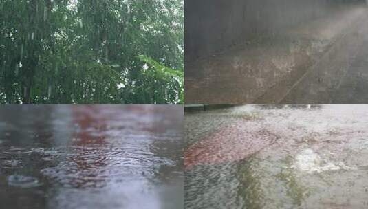 下雨暴雨雨珠雨滴意境雨景高清在线视频素材下载