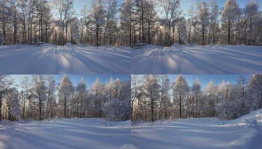 雪原森林纯净雾凇风景高清在线视频素材下载