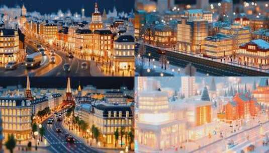 合集 欧洲城市微缩风景 法国风光音乐盒高清在线视频素材下载