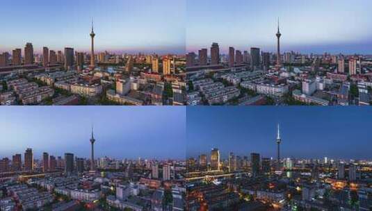 天津天塔日转夜延时高清在线视频素材下载