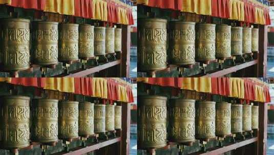 西藏转经筒传统文化宗教信仰视频高清在线视频素材下载
