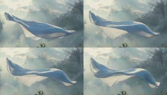 飘动的白色布料自然风光高清在线视频素材下载