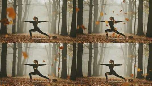 立秋森林瑜伽健康生活方式视频高清在线视频素材下载