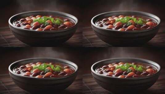 热气腾腾的红豆汤温暖治愈高清在线视频素材下载