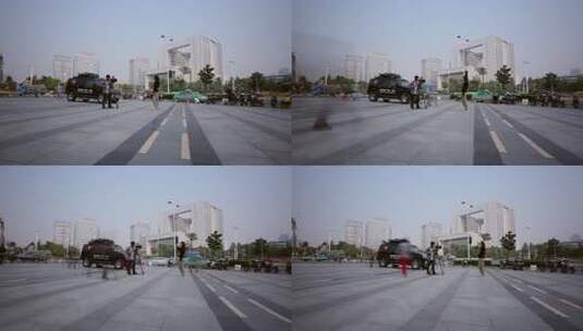 电视新闻记者在城市街头做直播报道高清在线视频素材下载