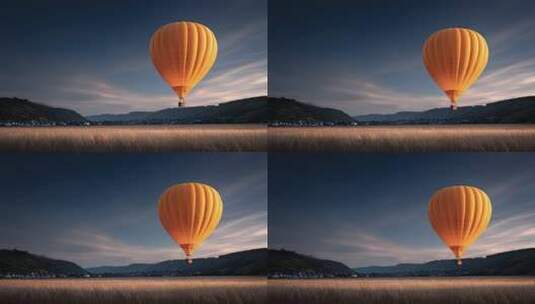 金色热气球飞跃田野的梦想之旅高清在线视频素材下载