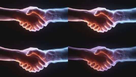 科技感十足的握手象征合作共赢高清在线视频素材下载