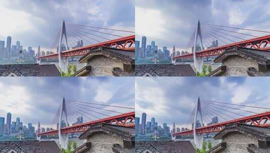 重庆渝中半岛东水门大桥延时高清在线视频素材下载