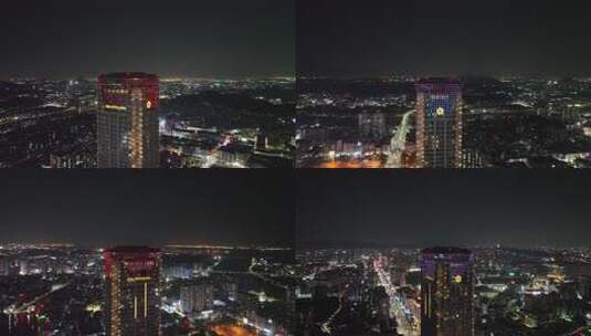 东莞虎门夜景航拍虎门镇夜景城市建筑风光高清在线视频素材下载