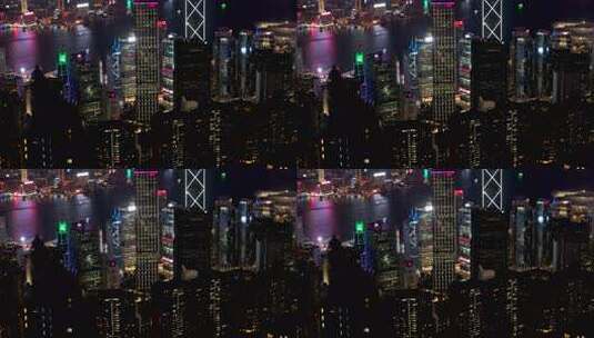 香港 维多利亚港夜景航拍高清在线视频素材下载