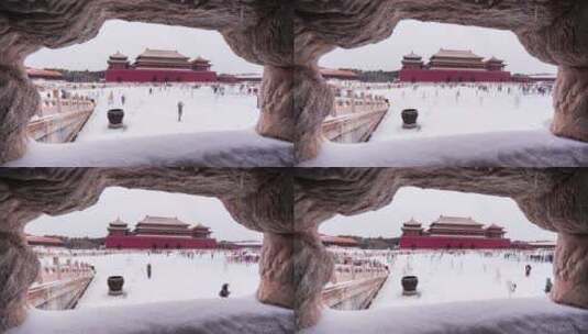 故宫 午门 雪景 延时2-A7RM3高清在线视频素材下载