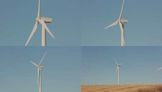 在风电场风力涡轮机在现场发电高清在线视频素材下载