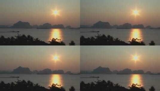 湄公河上美丽的日落高清在线视频素材下载