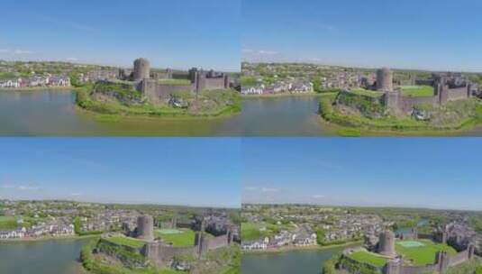 航拍威尔士的彭布罗克城堡高清在线视频素材下载