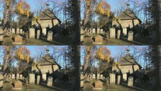 纽约教堂旁的墓地高清在线视频素材下载