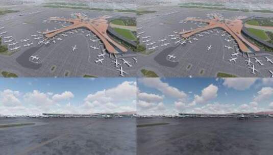 4k 北京大兴国际机场飞机跑道起飞高清在线视频素材下载