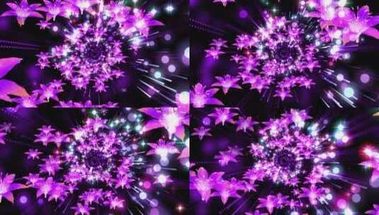 紫色浪漫唯美百合花粒子背景高清在线视频素材下载