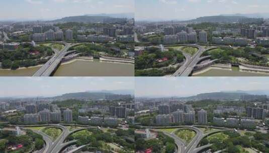 福建福州闽江三县洲大桥航拍高清在线视频素材下载