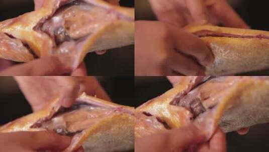 黄花鱼处理内脏高清在线视频素材下载