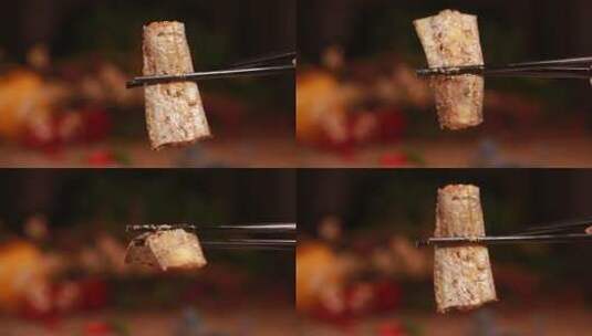 夹起一筷子带鱼高清在线视频素材下载