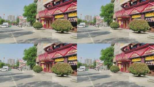 文化小镇古建筑公园商店仿古制造高清在线视频素材下载