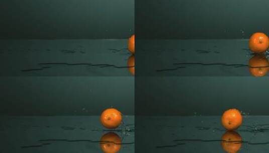 橘子在水面上滚动高清在线视频素材下载