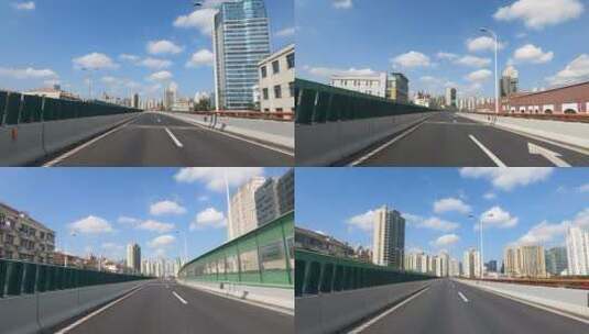 上海封城中的高架公路路况高清在线视频素材下载