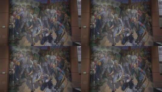 湘鄂西苏区革命历史博物馆中的油画高清在线视频素材下载