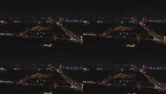 航拍济南奥体中心夜景高清在线视频素材下载