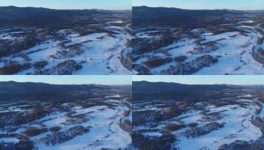 航拍内蒙古山区雪原山脉风景高清在线视频素材下载