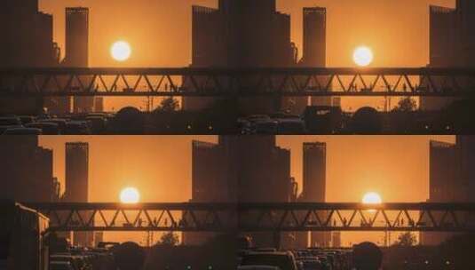 北京四惠廊桥日落延时高清在线视频素材下载