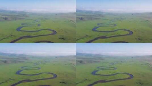 莫日格勒河4k航拍视频高清在线视频素材下载