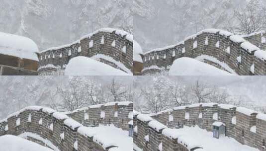 北京黄花城长城雪景4K拍摄高清在线视频素材下载