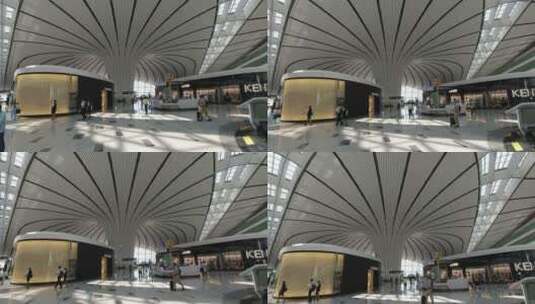 移动镜头北京大兴国际机场大厅屋顶高清在线视频素材下载