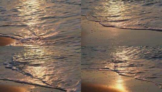 夕阳西下的海边落日海水特写高清在线视频素材下载