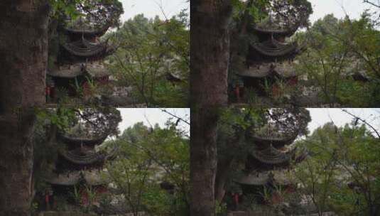 杭州飞来峰韬光寺建筑风景高清在线视频素材下载