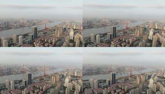 航拍上海杨浦大桥高清在线视频素材下载