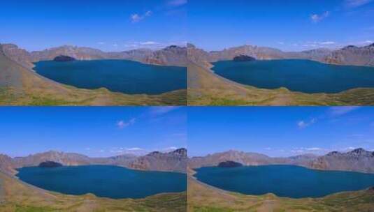 长白山火山口天池湖泊秋天景色唯美自然风光高清在线视频素材下载