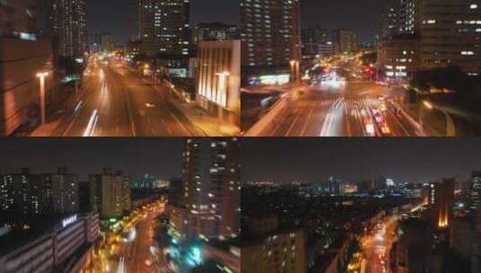 徐汇区宜山路夜景航拍高清在线视频素材下载