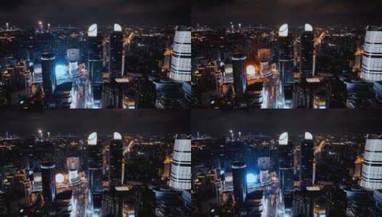 上海浦西徐家汇夜景延时航拍高清在线视频素材下载