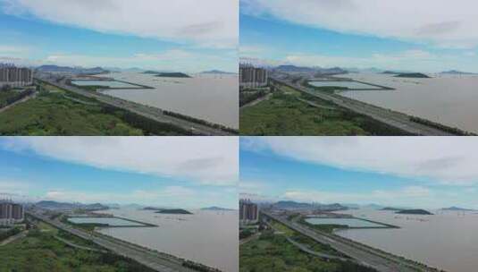 广深沿江高速宝安西乡片区航拍前进高清在线视频素材下载