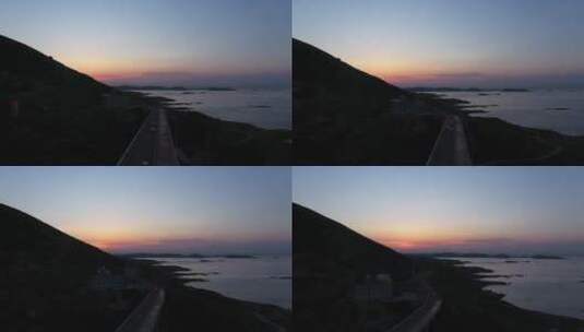 航拍福建平潭海边的日落高清在线视频素材下载